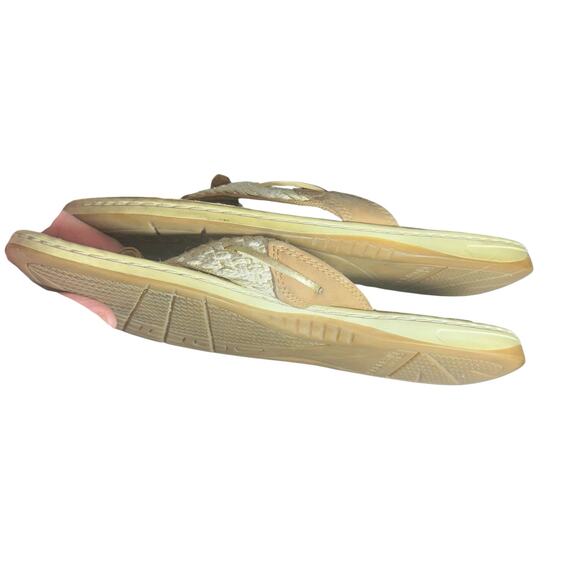 Sperry Tan Woven Leather Thong Flip Flop Sandals Size 9 Comfort Casual Beach - Picture 9 of 9